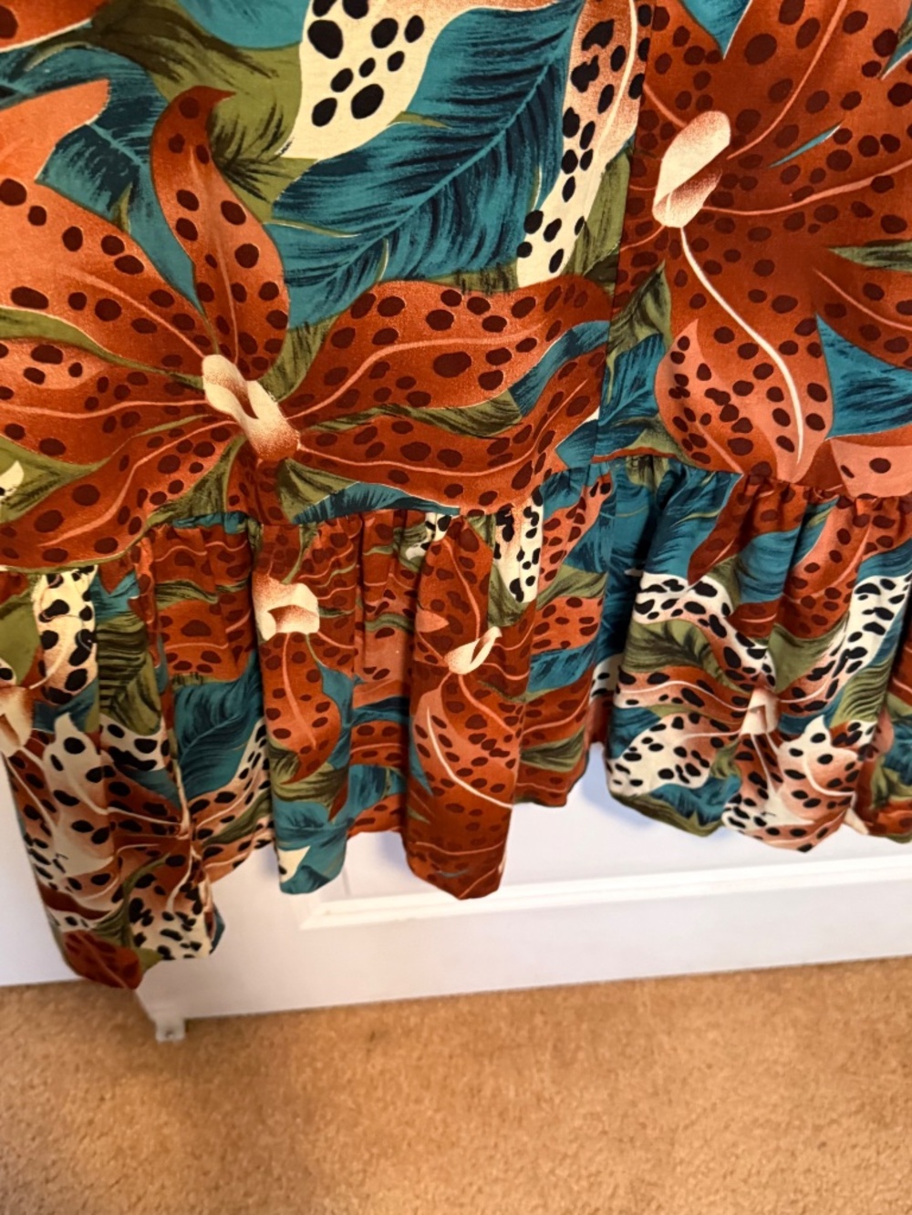 Vintage Hilo Hattie Floral Tiger Lily Ruffled Maxi Dress Size Small - Picture 8 of 13